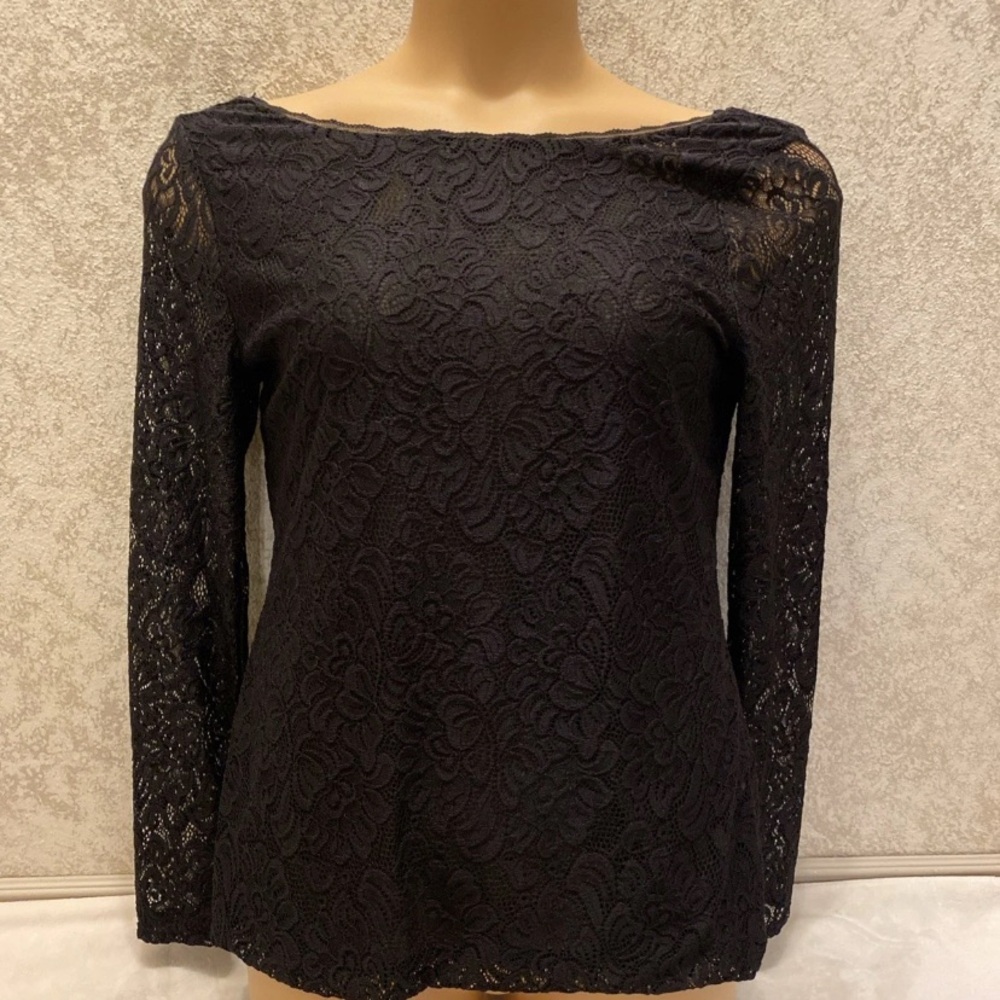 White House Black Market Black Lace Blouse